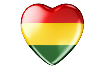 Heart with Bolivian flag, 3D rendering