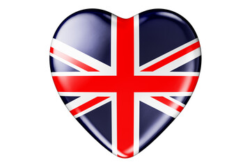 Heart with British flag, 3D rendering