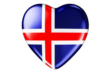 Heart with Icelandic flag, 3D rendering