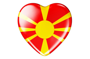 Heart with Macedonian flag, 3D rendering