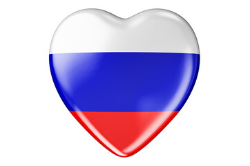 Heart with Russian flag, 3D rendering