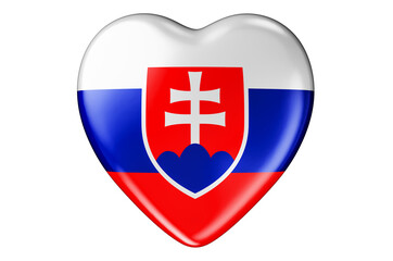 Heart with Slovak flag, 3D rendering