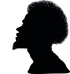 Dreadlocks hairstyle, afro hair and beard.Black Men African American, African profile picture silhouette. Man from the side with afroharren.
