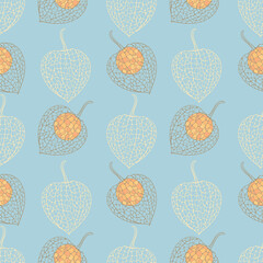 seamless pattern with physalis fruits