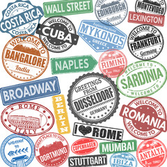 Fototapeta premium A high collection of travel stamps concept