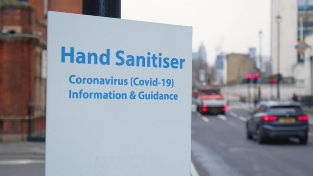 Outdoor Hand Sanitiser Station Point in Coronavirus COVID-19 pandemic in 4K. Antibacterial alcohol based disinfectant gel solution for public.