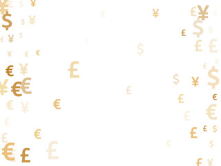 Euro dollar pound yen gold signs flying money vector background. Payment concept. Currency