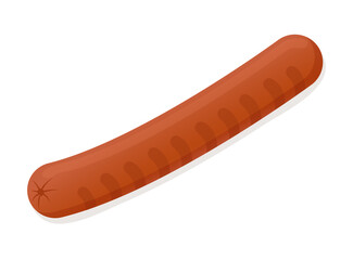 Vector flat illustration of grilled american sausage for advertising, web, menu, restaurant, banner, poster.