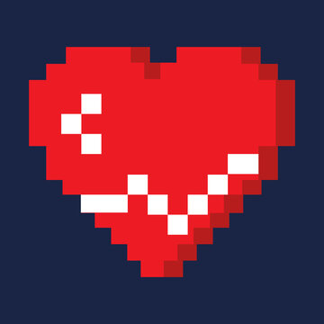 Pixel heartbeat Icon. For Mobile and Web and games.
