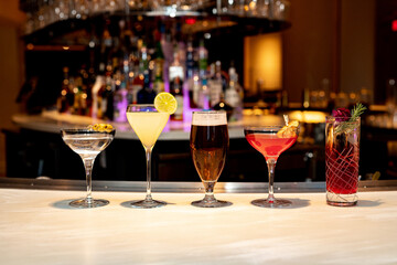 Cocktails on a bar counter