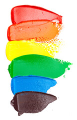 Smears of Rainbow Colored Paint on a White Background