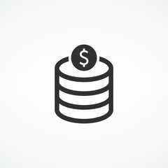 dollar coin database server icon. banking database. Stock Vector illustration isolated on white background.
