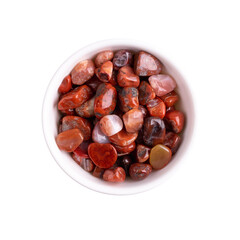 Jasper pebbles isolated, red sardonyx polished stones