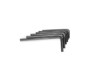 Hex key collection isolated on white background top view