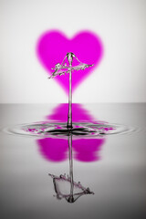 Valentine's Day water drop with heart reflection