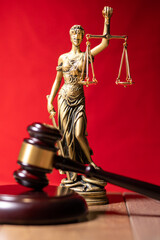 lady justice with judge gavel in front