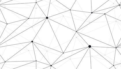 Obraz premium Technology communication seamless vector pattern with connected thin lines, black and white monochrome endless wallpaper background science theme.