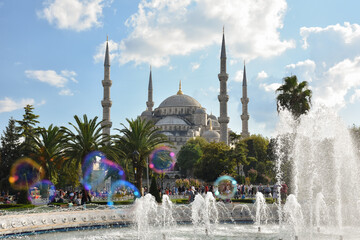 Sultanahmet Mosque (Blue mosque) with bubble, Istanbul.Turkey.