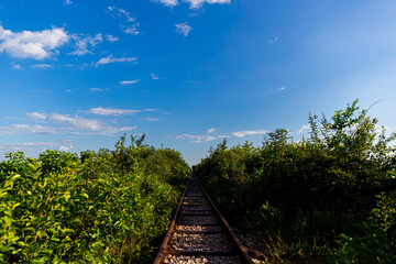 Fototapeta na wymiar Bamboo train tracks in Cambodia