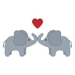 Elephant couple in love
