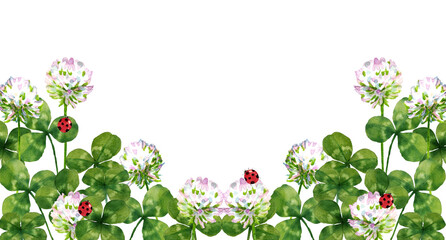 クローバーの花とテントウムシ © 時々雨