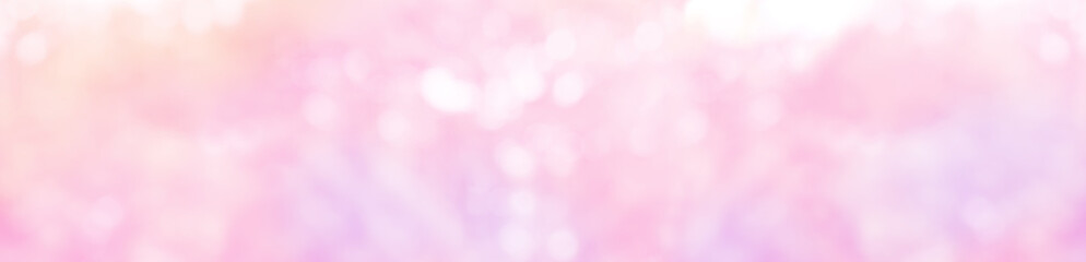 abstract background banner - pink, peach, rose blurred bokeh lights, empty basis for the designer with sparkles, postcard, long panorama, concept Mother's Day, Valentine's Day, Birthday