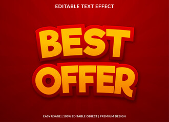best offer text effect with bold style use for promotion sale tag 
