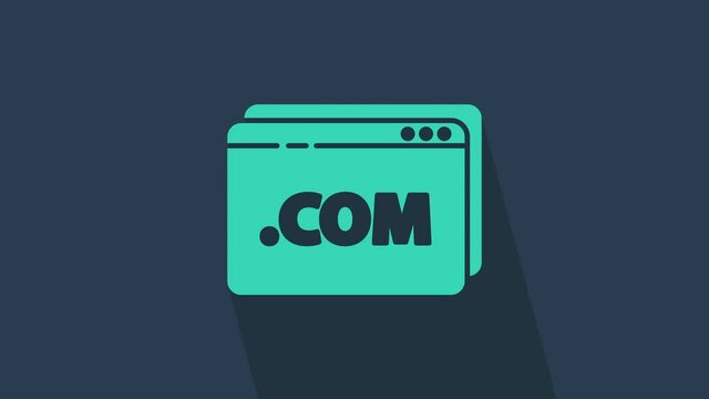 Turquoise Website template icon isolated on blue background. Internet communication protocol. 4K Video motion graphic animation.