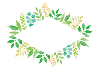 色んな葉_フレーム_水彩04