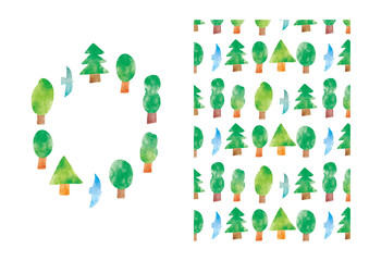 森のイラスト水彩風