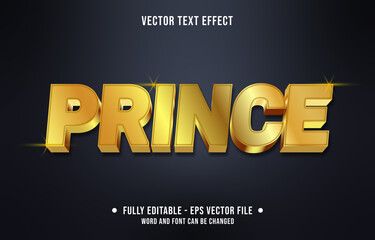 Editable text effect - Prince golden modern style
