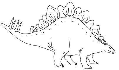 恐竜　ステゴサウルス　線画　白黒 © ittan*kobo
