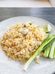 Fried rice on white plate