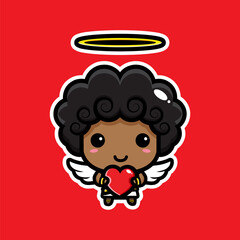 afro boy character design to be cupid