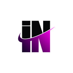 Letter IN simple logo design vector