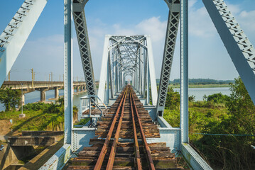 Historical Iron Bridge across the KaoPing River at Kaohsiung city, taiwan