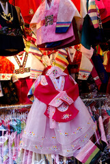 Traditional children's clothing for sale in market, Seoul, South Korea