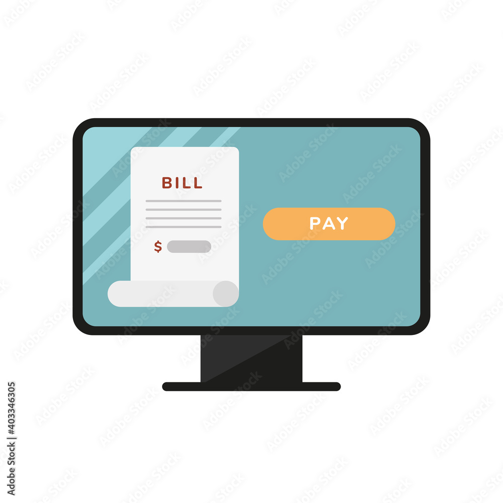 Wall mural Bill paper and pay button in computer vector design