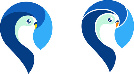 Pin Icon with Negative Space Designed As a Parakeet © DKG1111
