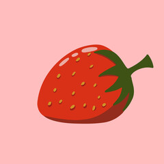 Strawberries on a gently pink background. Vector illustration of strawberries close-up. 