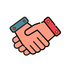 Shake hand isolated icon on white background. Vector illustration in flat cartoon design. 