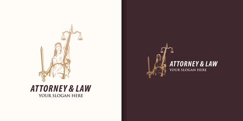 goddess of justice, attorney and law logo design