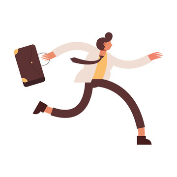 Businessman running with suitcase vector design