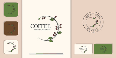 circular luxury coffee bean logo and business card design