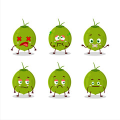 Green coconut cartoon character with nope expression