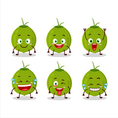 Cartoon character of green coconut with smile expression