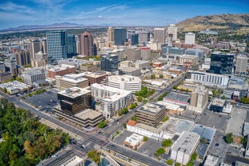 Aerial View of Salt Lake City, Utah in early Autumn