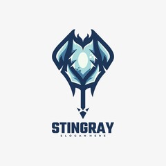 Vector Logo Illustration Stingray Simple Mascot Style.