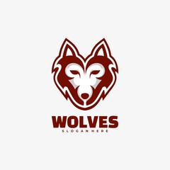 Vector Logo Illustration Wolves Simple Mascot Style.