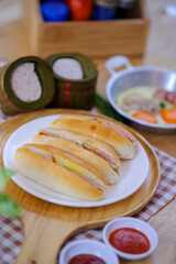 Fototapeta na wymiar Vietnamese bread or stuffed bread for breakfast
